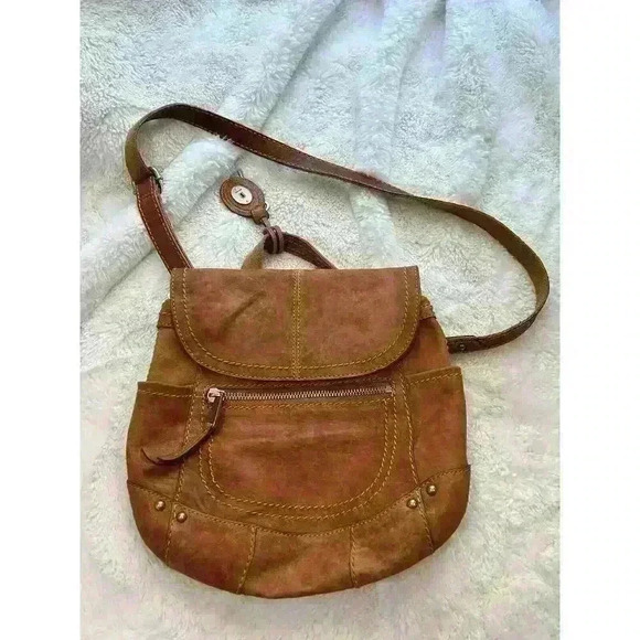 FOSSIL‎ Vintage Brown Leather Zipper Crossbody Bag - Picture 1 of 8